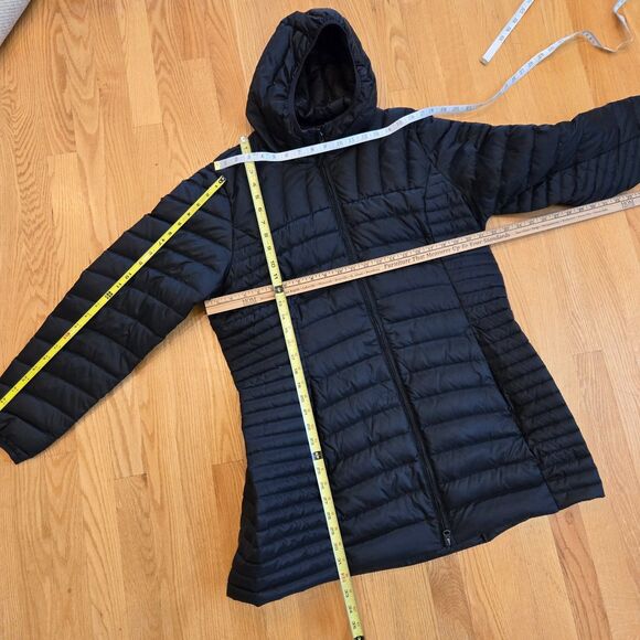 Eddie Bauer Womens Puffer Down Parka Coat 2XL Hooded Mid Length Jacket Black - Picture 13 of 13